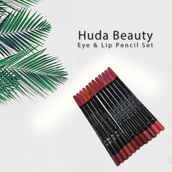 Huda beauty eye & lip pencil 12pcs packet